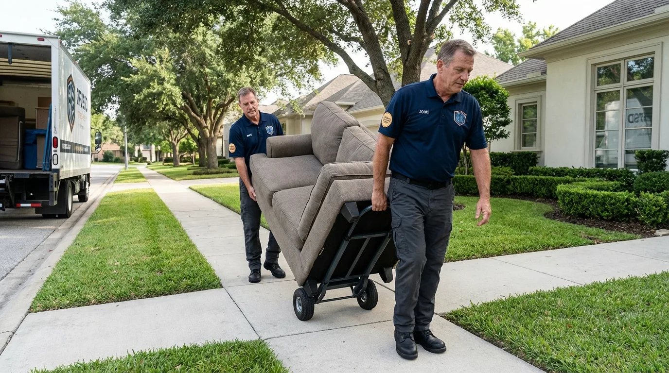 Local residential moving crew loading furniture in Papillion, NE