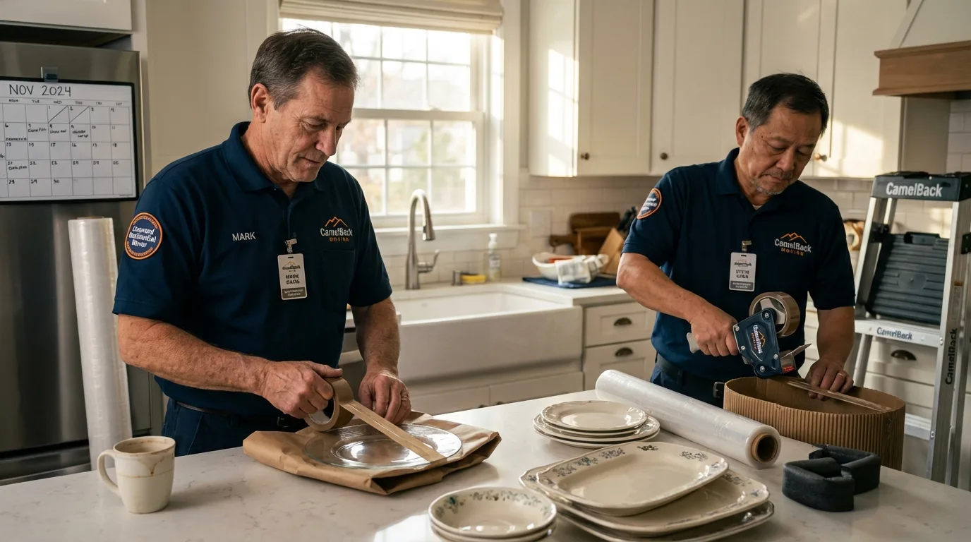 Professional crew packing kitchen dishware in Papillion, NE